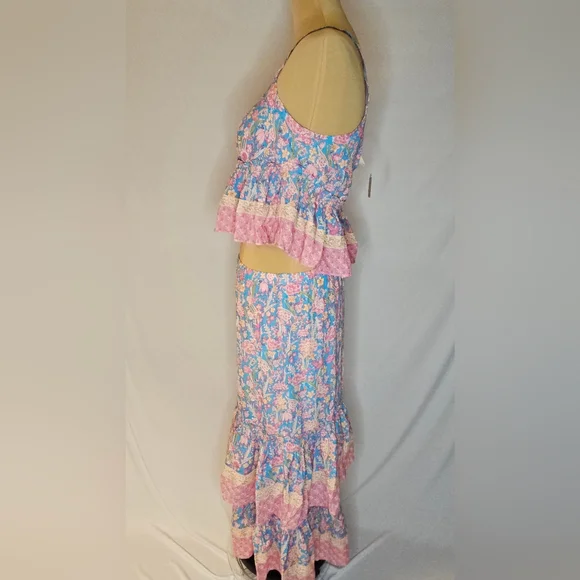 Plenty by Tracy Reese Pink and Blue Floral Skirt Set - Picture 2 of 12